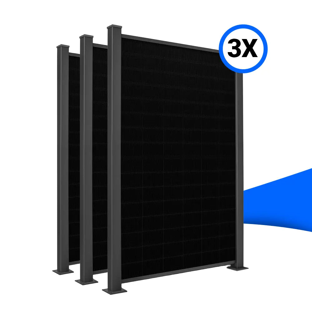 Solarzaun-Montageset für 3 Module Hochkant Mauerwerksaufsatz