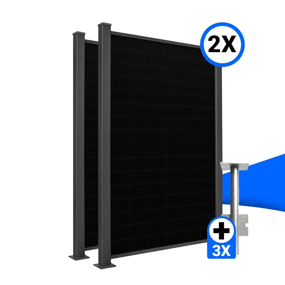 Solarzaun-Montageset für 2 Module Hochkant Erdanker zum Einbetonieren