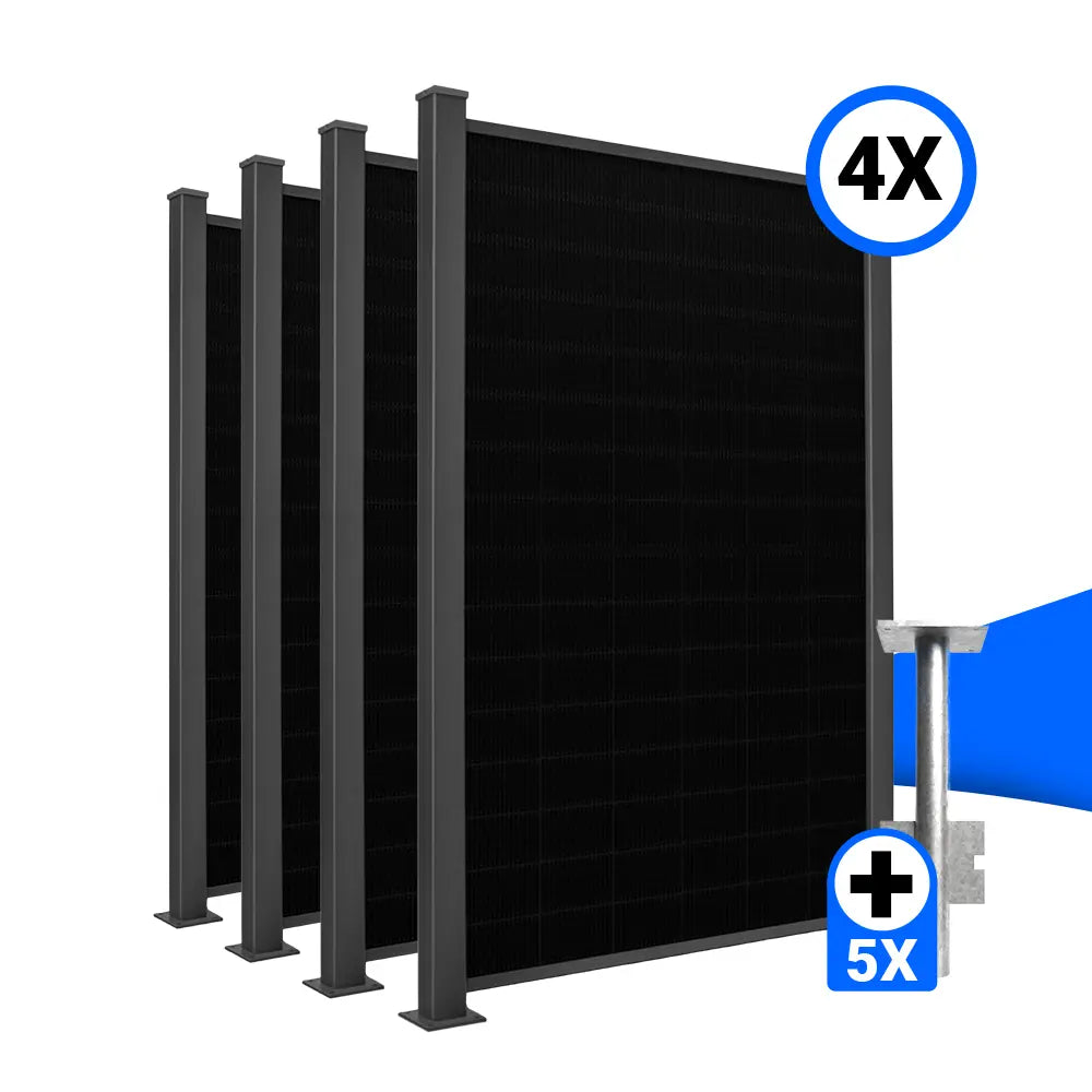 Solarzaun-Montageset für 4 Module Hochkant Erdanker zum Einbetonieren