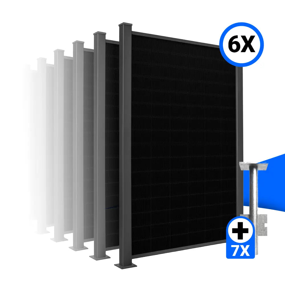 Solarzaun-Montageset für 6 Module Hochkant Erdanker zum Einbetonieren