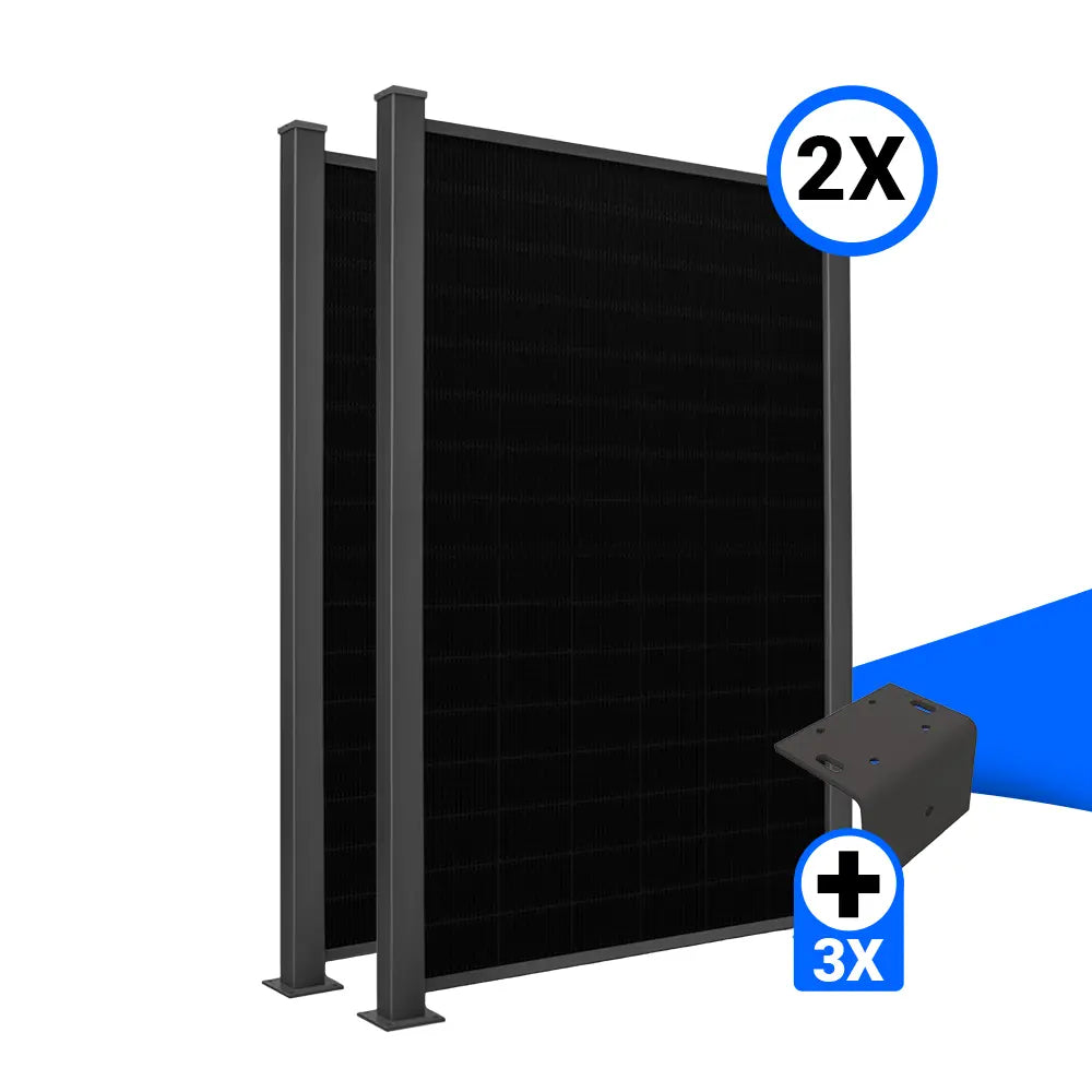 Solarzaun-Montageset für 2 Module Hochkant L-Stein Fussplatte