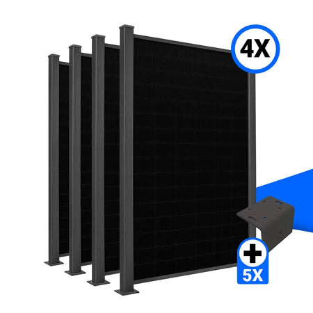 Solarzaun-Montageset für 4 Module Hochkant L-Stein Fussplatte