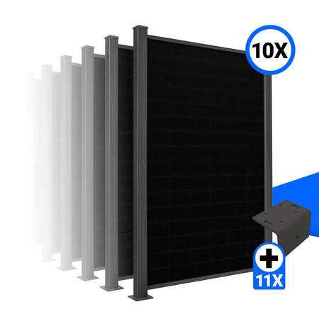 Solarzaun-Montageset für 10 Module Hochkant L-Stein Fussplatte