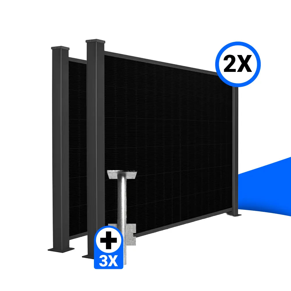 Solarzaun-Montageset für 2 Module Quermontage Erdanker zum Einbetonieren