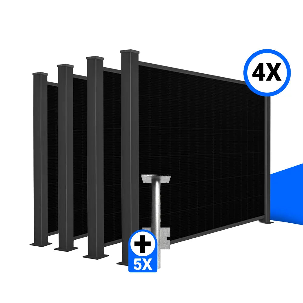 Solarzaun-Montageset für 4 Module Quermontage Erdanker zum Einbetonieren