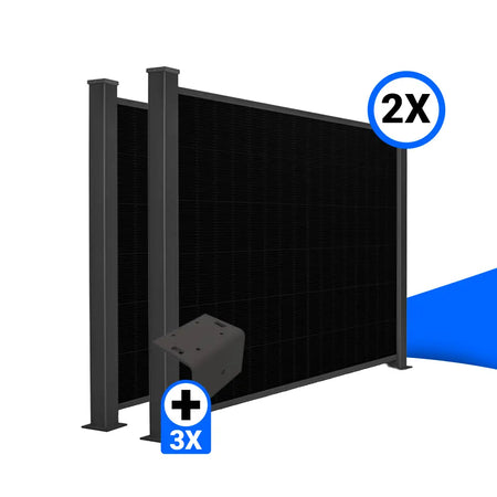 Solarzaun-Montageset für 2 Module Quermontage L-Stein Fussplatte