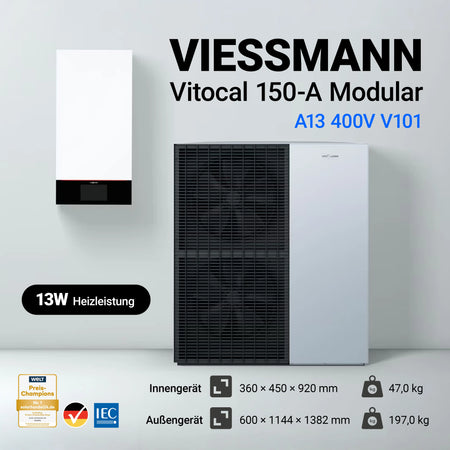 Viessmann Vitocal 150-A Modular A13 400V V101 Wärmepumpe mit 13 kW Leistung und Montagehilfe Comfort
