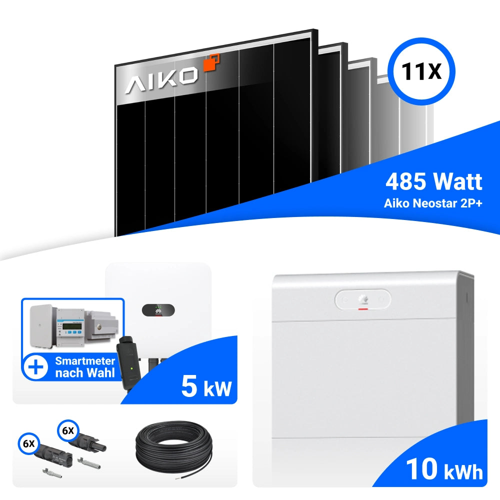 Solarmodul AIKO 485W Black Frame Modul 5 kWp Komplettset