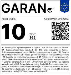 GARAN Label für Anker SOLIX A5103 mit 10 Jahren Herstellergarantie