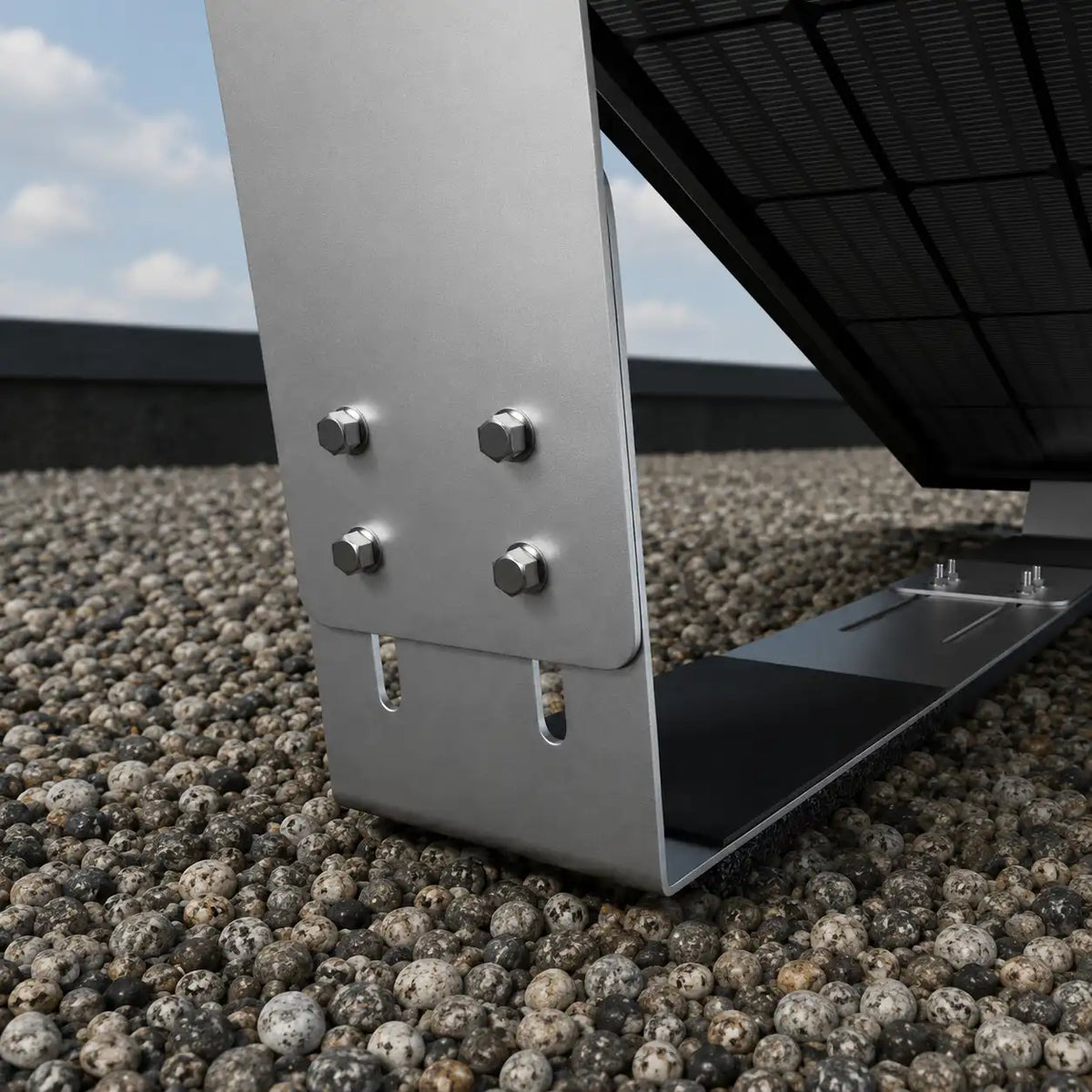 Verstellbares Flachdach Halterungssystem für Solarmodule und Balkonkraftwerke.