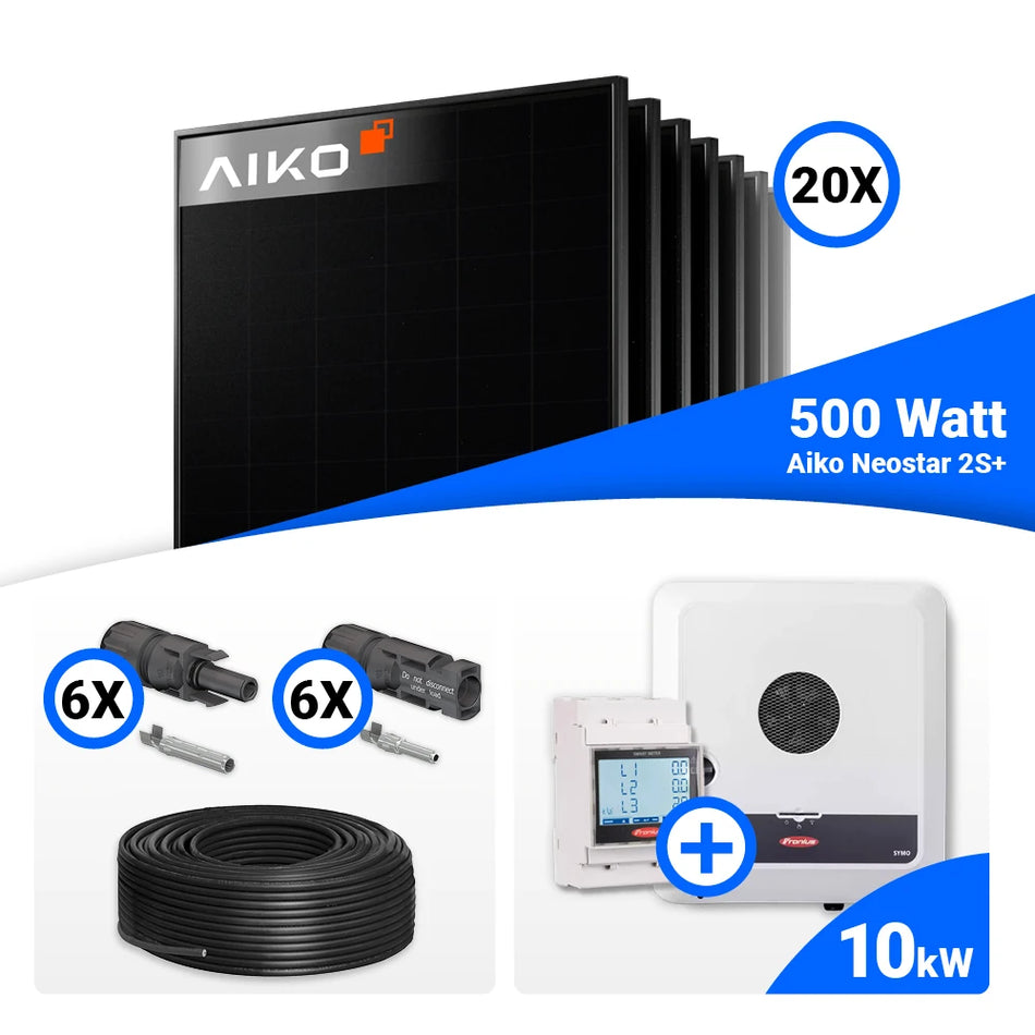 PV Komplettset 10 kWp – 20x AIKO 500W Full Black & Fronius SYMO-GEN24 10.0 Plus SC mit Speicheroption