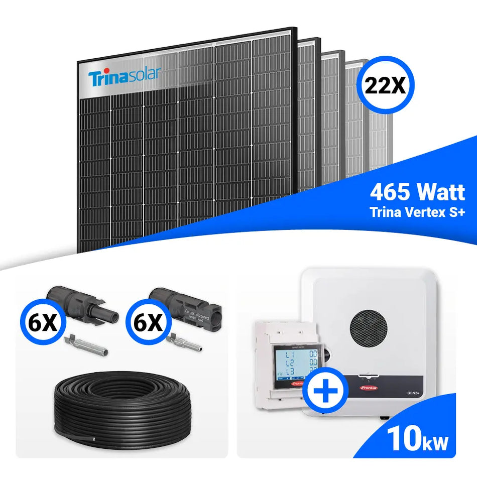 PV Komplettset 10 kWp – 22x Trina 465W Black Frame & Fronius SYMO-GEN24 10.0 Plus SC mit Speicheroption