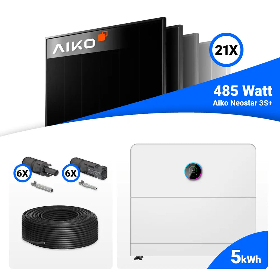 PV Komplettset 10 kWp – 21x AIKO 485W Full Black & GoodWe ESA All in One System