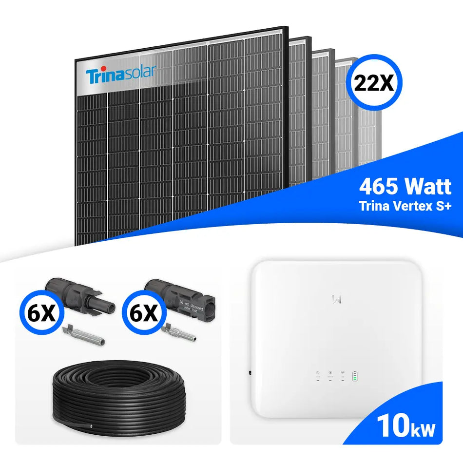 PV Komplettset 10 kWp – 22x Trina 465W Black Frame & GoodWe GW10K-ET-20 mit Speicheroption