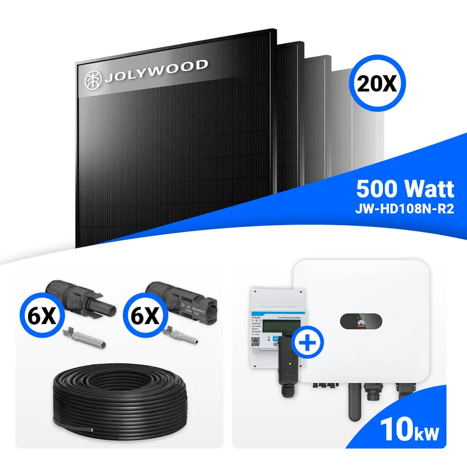 PV Komplettset 10 kWp – 20x Jolywood 500W Full Black & Huawei MAP0 mit Speicheroption