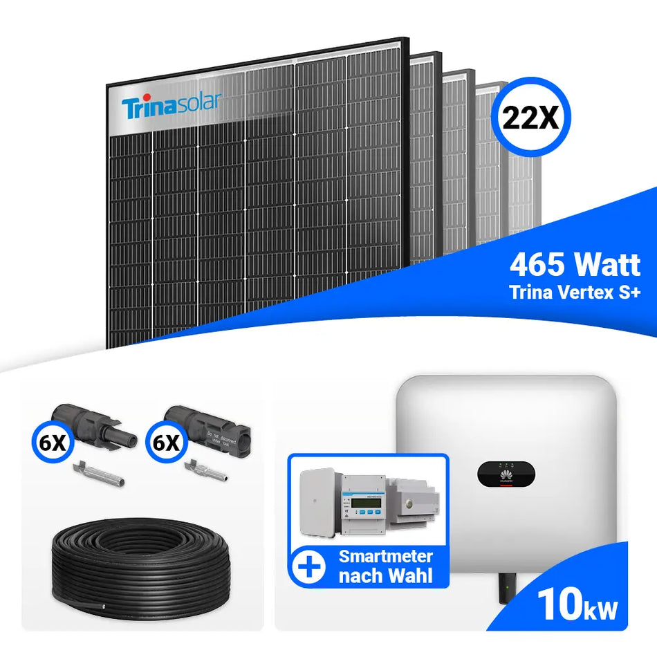 PV Komplettset 10 kWp – 22x Trina 465W Black Frame & Huawei SUN2000-10KTL-M1 mit Speicheroption