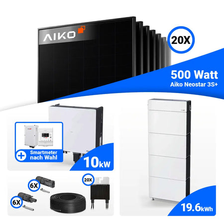 PV Komplettset 10 kWp AIKO 500W Full Black & SolarEdge Nexis Battery Stack 20