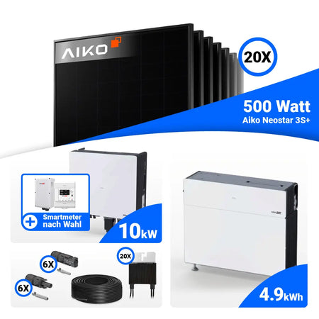 PV Komplettset 10 kWp AIKO 500W Full Black & SolarEdge Nexis Battery Stack 5