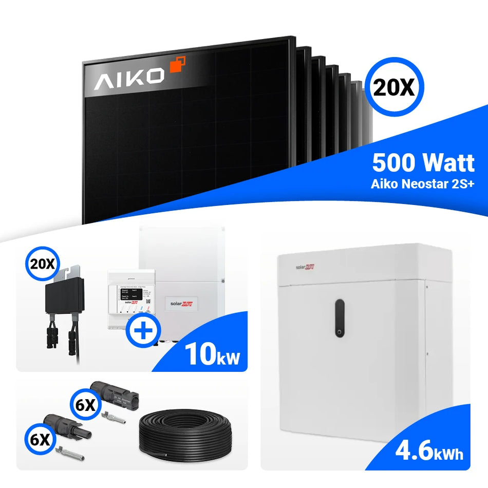 PV Komplettset 10 kWp – 20x AIKO 500W Full Black & Solaredge SE10K mit Speicheroption
