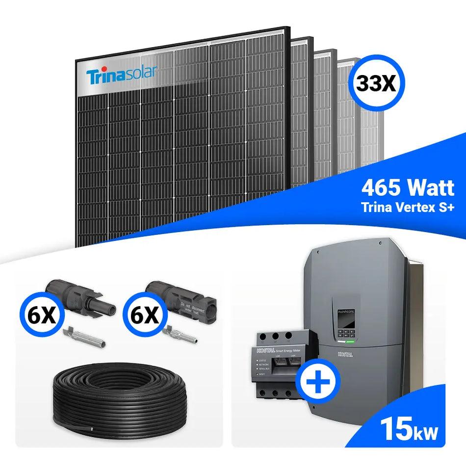 PV Komplettset 15 kWp – 33x Trina 465W Black Frame & Kostal G3 L Plenticore mit Speicheroption