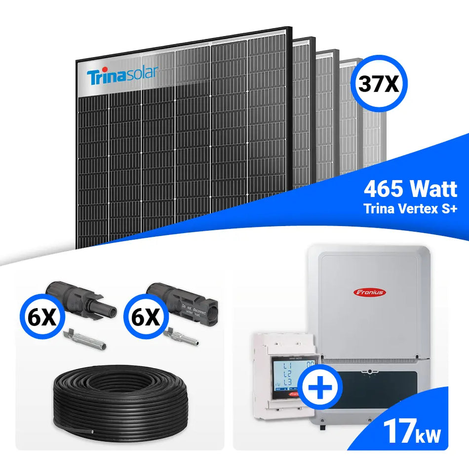 PV Komplettset 17 kWp – 37x Trina 465W Black Frame & Fronius Verto Plus 17.5 mit Speicheroption