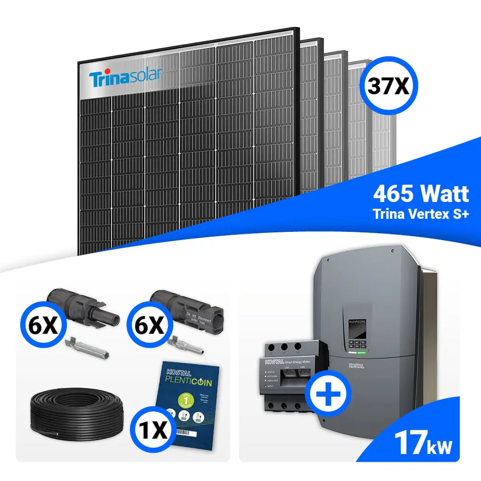 PV Komplettset 17 kWp – 37x Trina 465W Black Frame & Kostal PLENTICORE G3 L mit Speicheroption