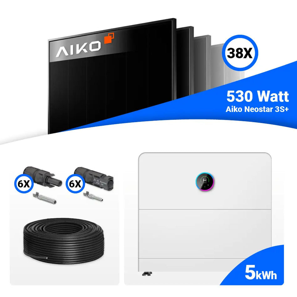 PV Komplettset 20 kWp – 38x AIKO 530W Full Black & GoodWe ESA All in One System