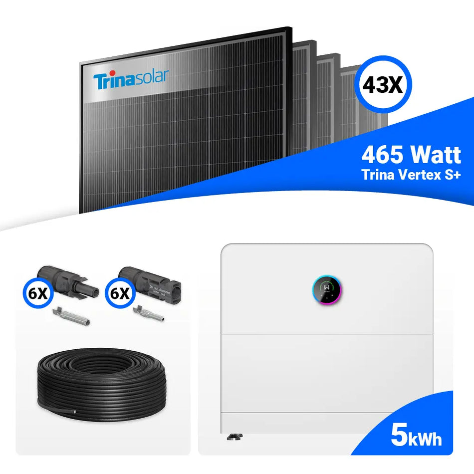 PV Komplettset 20 kWp – 43x Trina 465W Black Frame & GoodWe ESA All in One System