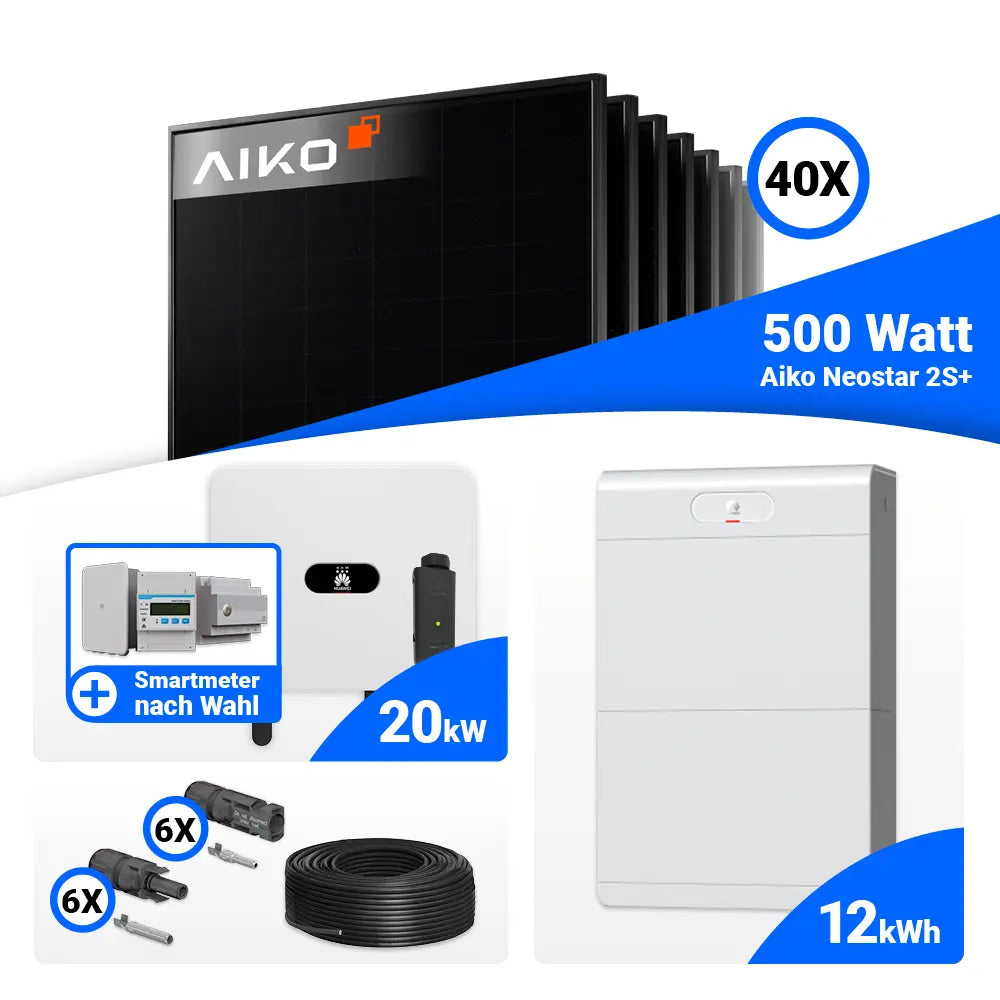 Solaranlage Set 20 kWp mit 40 AIKO Modulen und Huawei SUN2000