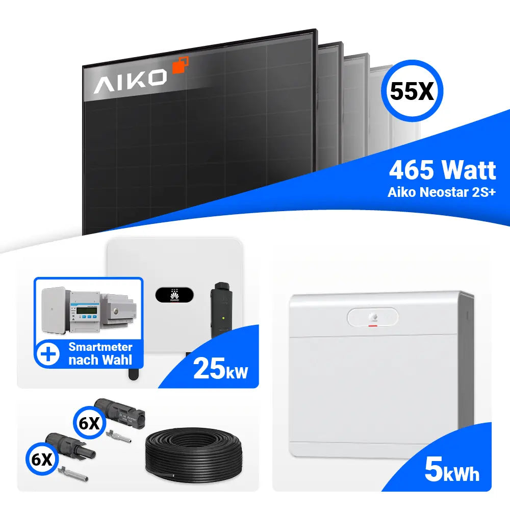 Photovoltaik Komplettset 25 kWp AIKO 465W Full Black Module