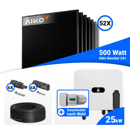 PV Komplettset 25 kWp mit AIKO 500W Full Black und Huawei SUN2000-25K-MB0
