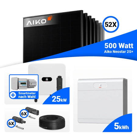 Photovoltaik Komplettset 25 kWp AIKO 500W Full Black Module