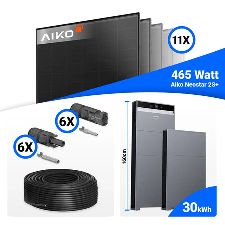 PV Anlage 5 kWp Komplettpaket mit AIKO 465W Full Black Modulen und Anker X1-H5K-T