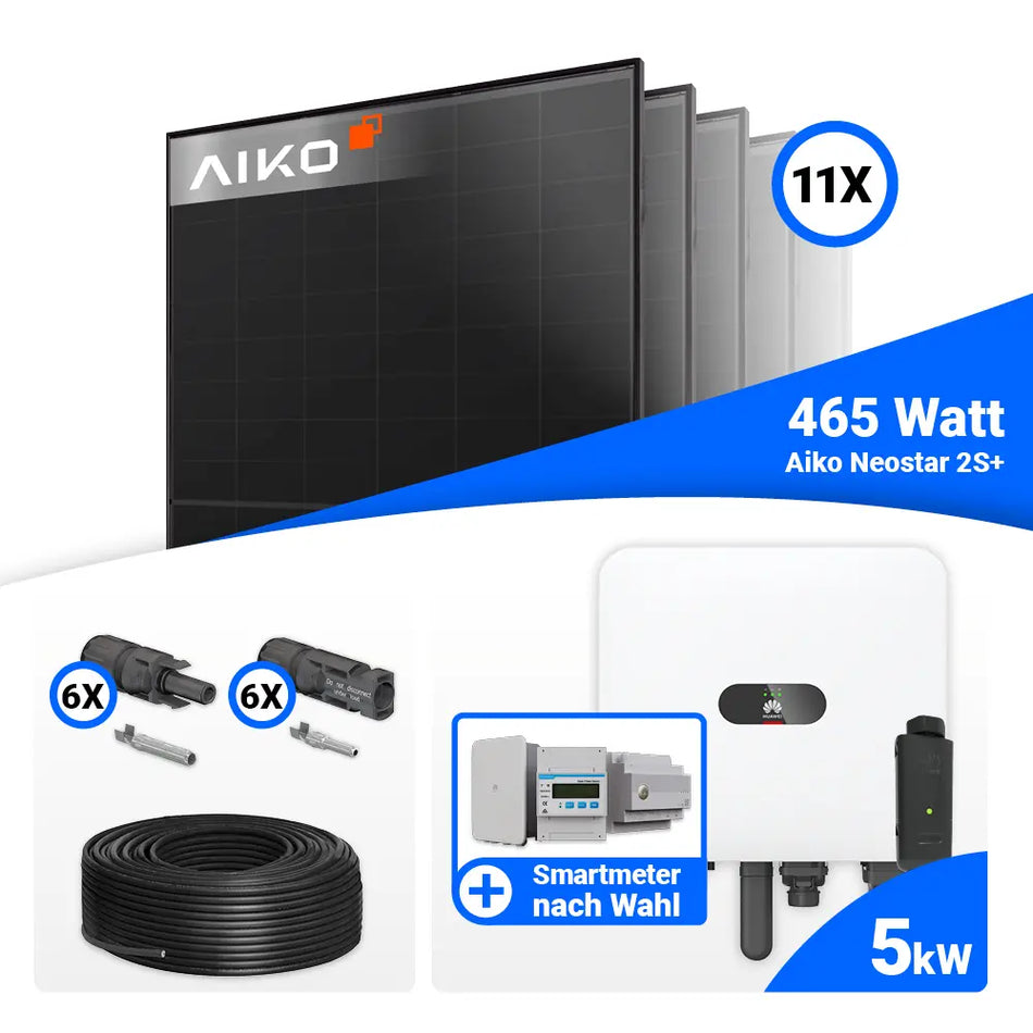 PV Komplettset 5 kWp mit AIKO 465W Modulen und Huawei MAP0