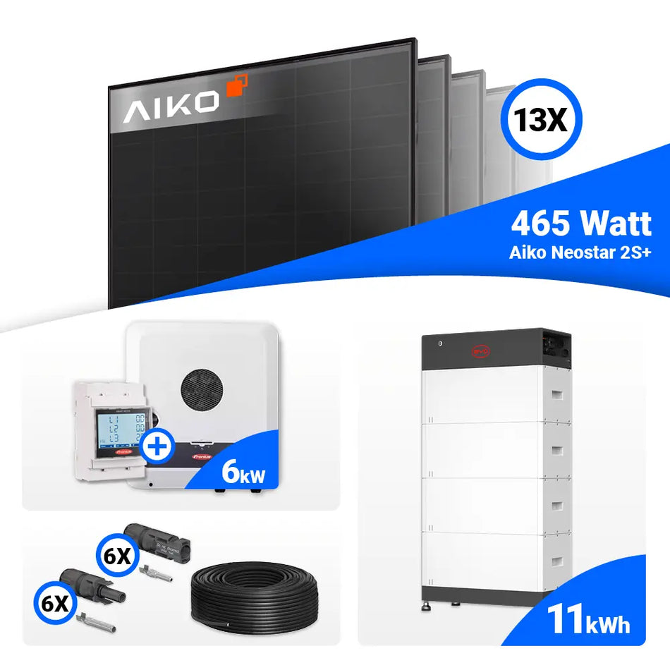 6 kWp PV Komplettanlage mit AIKO 465W Full Black und Fronius SYMO GEN24 6.0 Plus Speicherfähig