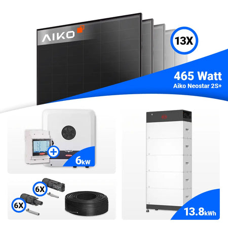 Solarpaket 6 kWp mit AIKO 465W Full Black Modulen und Fronius GEN24 6.0 Plus Hybrid-Wechselrichter