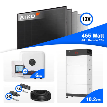 PV Anlage 6 kWp Komplettpaket mit AIKO 465W Full Black Modulen und Fronius GEN24 6.0 Plus