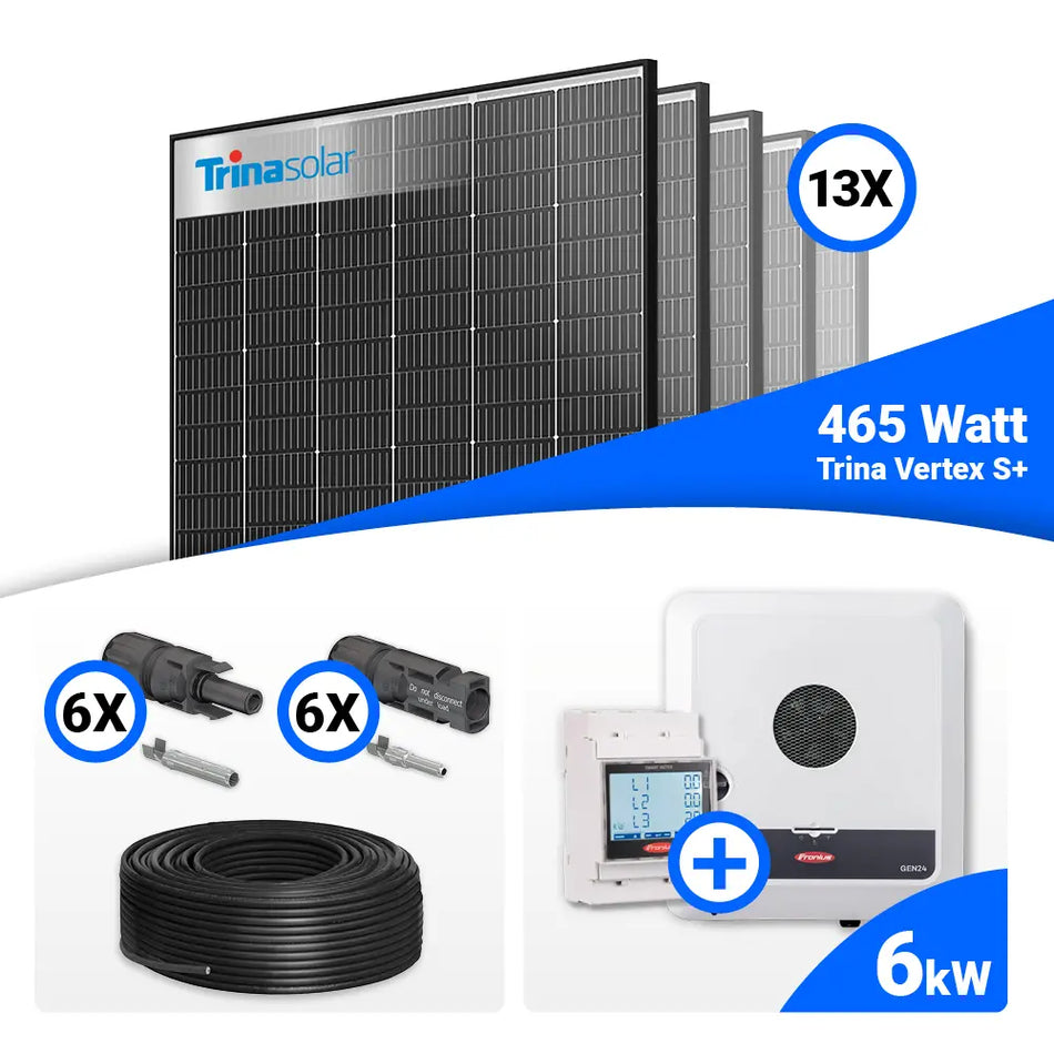 PV Komplettset 6 kWp – 13x Trina 465W Black Frame & Fronius SYMO-GEN24 6.0 Plus SC mit Speicheroption