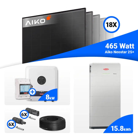 Photovoltaik Komplettset 8 kWp AIKO Full Black + Fronius GEN24 8.0 Plus
