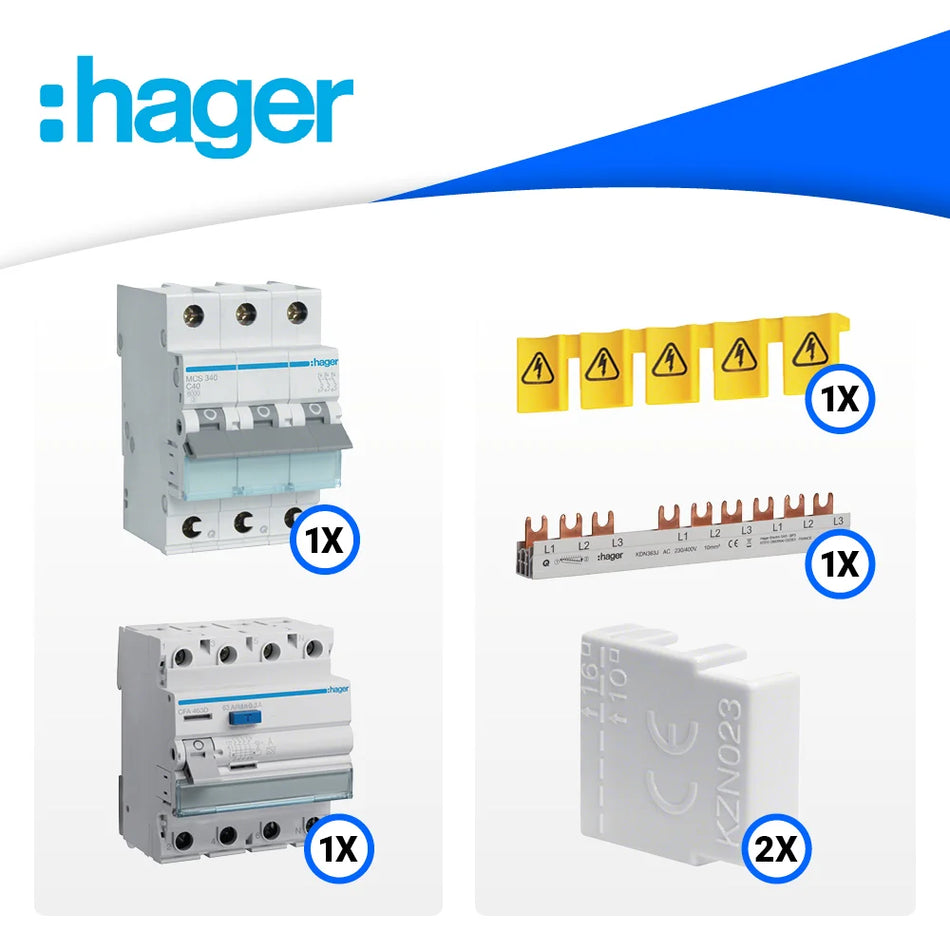 AC Anschlussset 15-20 kW für GoodWe, Growatt, Huawei, Sungrow Wechselrichter - C40A ohne Backup