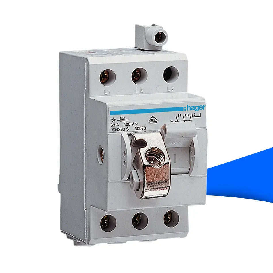 Hager SH363S Ausschalter 3-polig, 63A, 400V AC, sperrbar – kompakter Hauptschalter für sichere Abschaltung