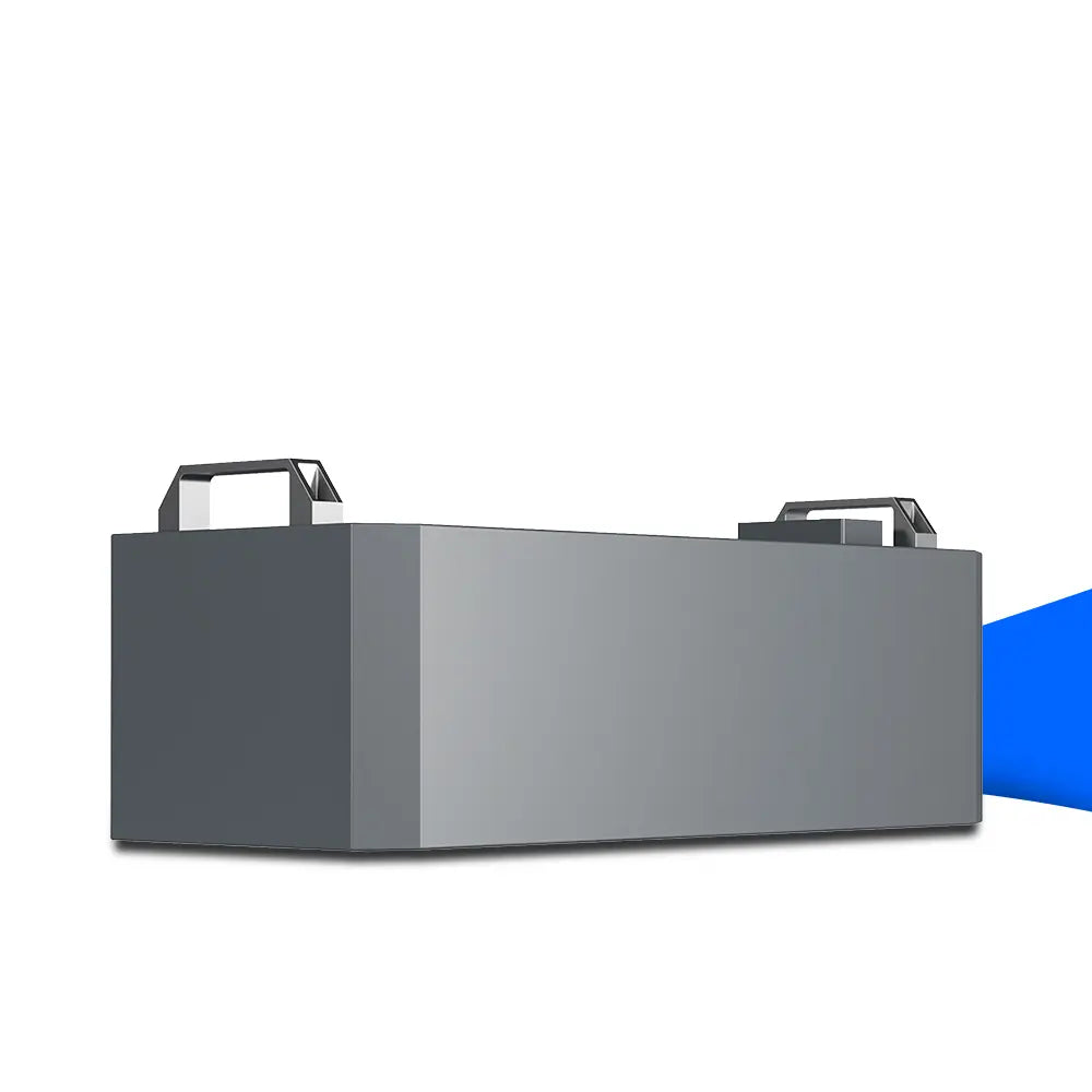 Frontalansicht eines einzelnen KOSTAL HELIVOR HV Speichermoduls mit 3,2 kWh Kapazität. Das Element ist ein flacher, anthrazitfarbener Baustein, der für das stapelbare Batteriesystem genutzt wird.