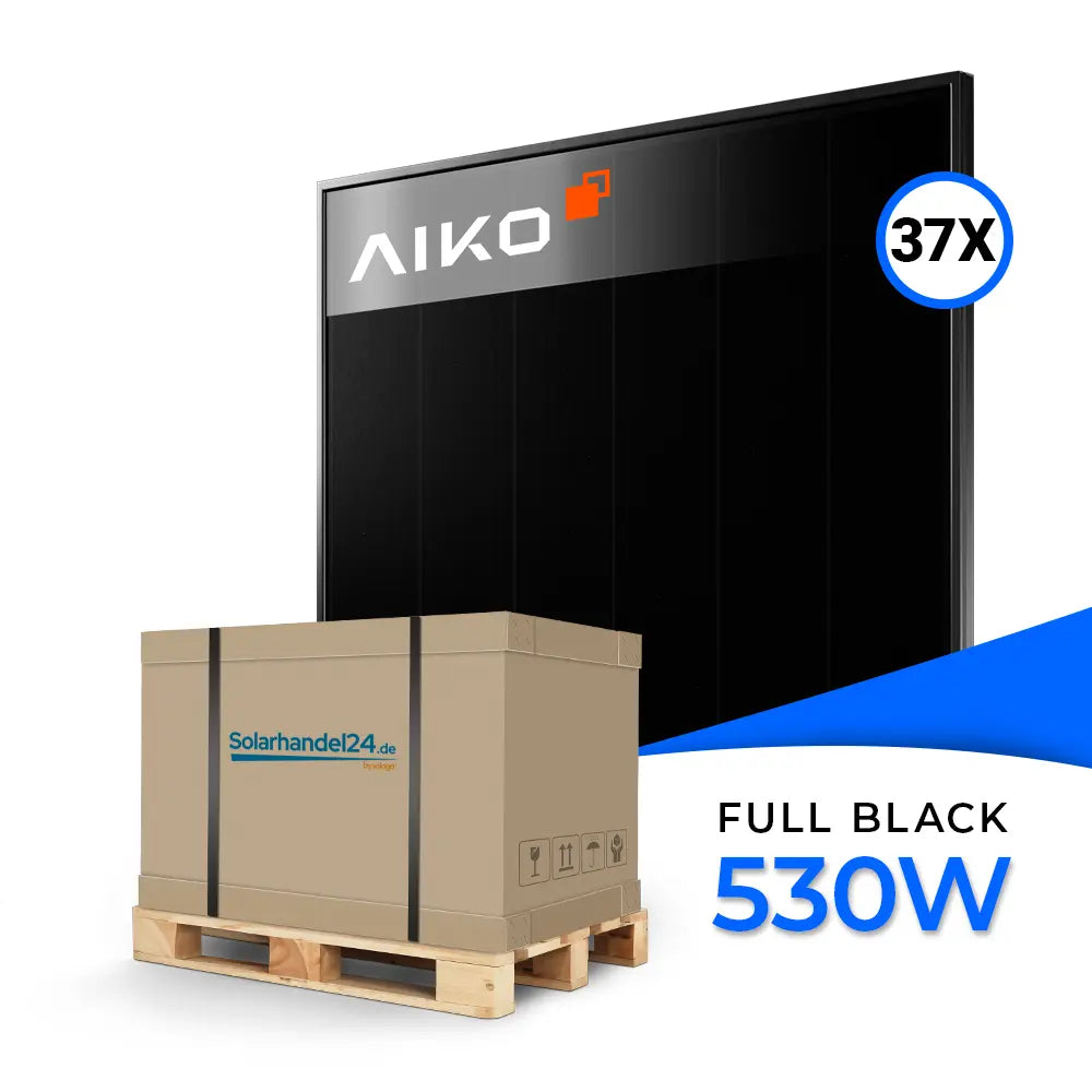 Produktbild - Mit dem AIKO-A530-MCE60Db Neostar 3S+60 erhältst du ein leistungsstarkes N-Type ABC Glas-Glas Solarmodul mit 530 WP in eleganter Full Black Optik.