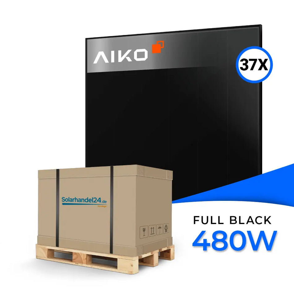 AIKO Solar 480W Dual Glass Full Black Solarmodul AIKO-A480-MCE54Db Neostar 3S+54 – Palettenware mit 37 Stück, hocheffizientes N-Type PV-Modul