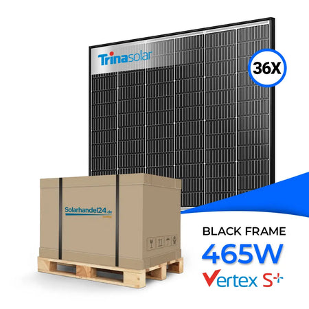 Produktbild - Trina 465W Palette - ein leistungsstarkes Glas-Glas Solarmodul mit 465 W Leistung im elegantem Black Frame Design