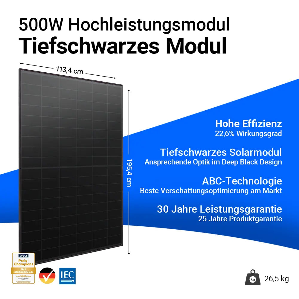 Bestandteil des Sets von 10000W Solarkraftwerk mit Speicher - 20x AIKO 500W Full Black bifazial & Anker Solix Max AE111
