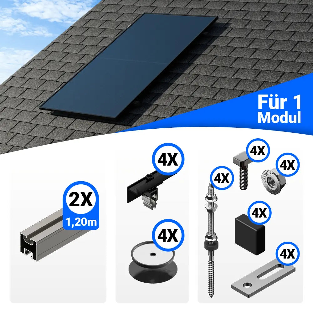 Standard Bitumendach Montageset für 1 Solarmodul hochkant