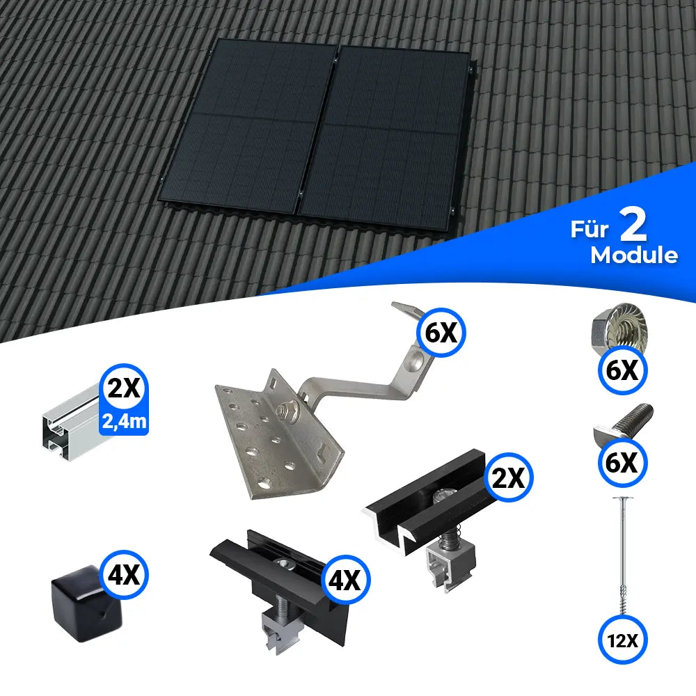 Standard Schrägdach Montageset für 2 Solarmodule