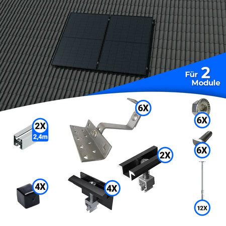 Standard Schrägdach Montageset für 2 Solarmodule