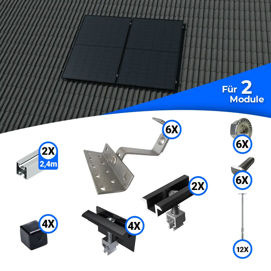Standard Schrägdach Montageset für 2 Solarmodule